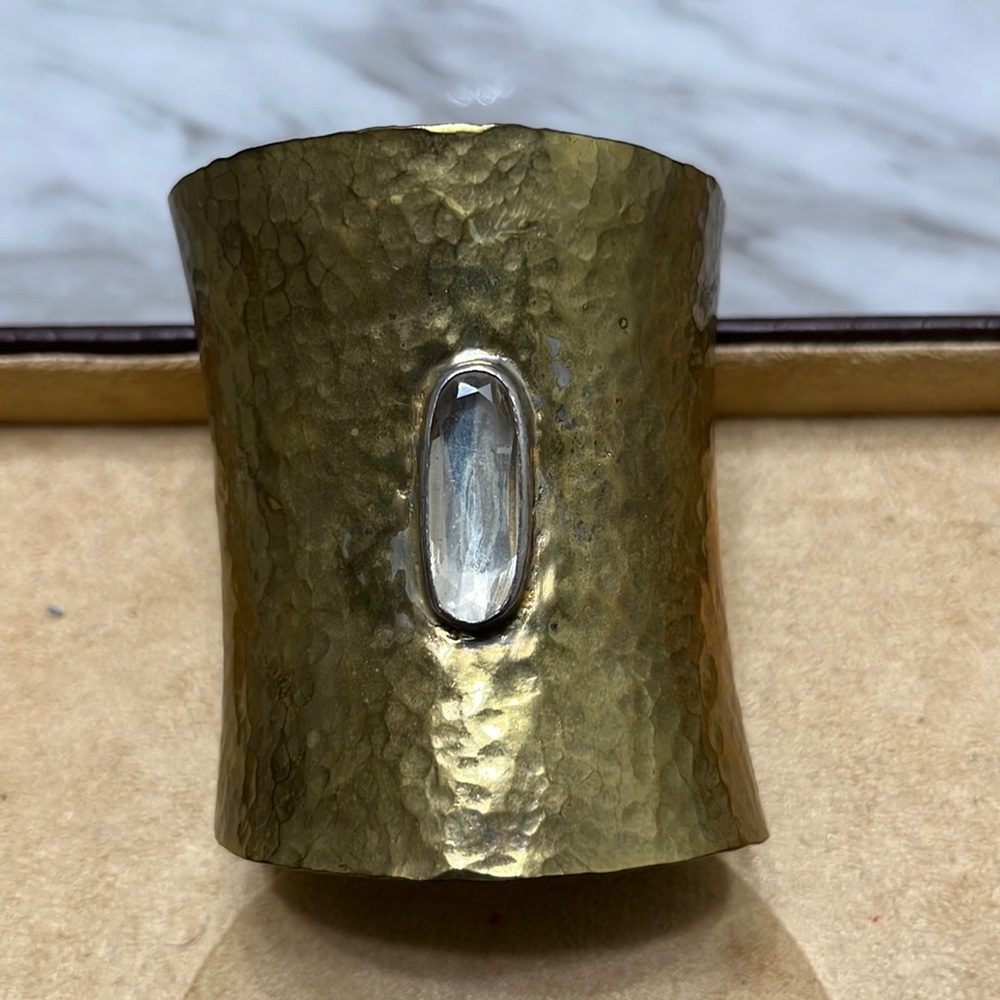Bespoke hammered gold plated cuff